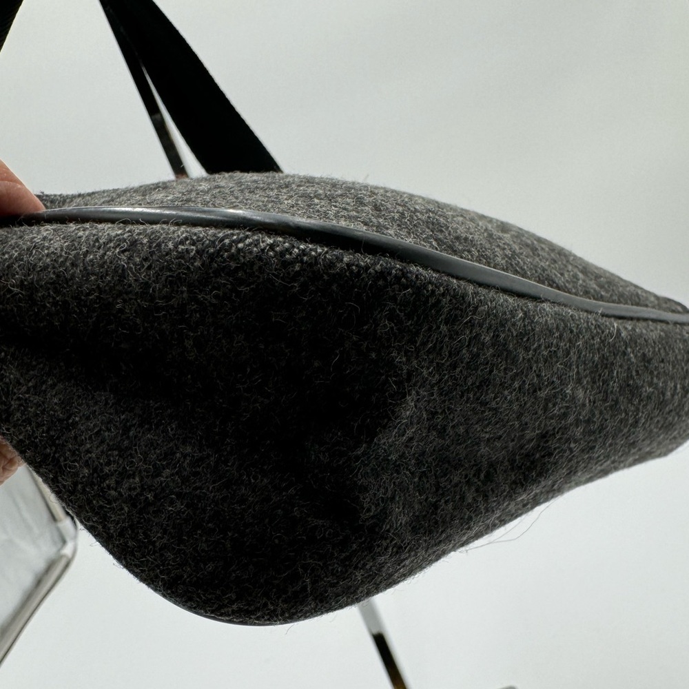 Prada - Authentic - Grey Wool & Black Leather Handbag - Picture 13 of 15